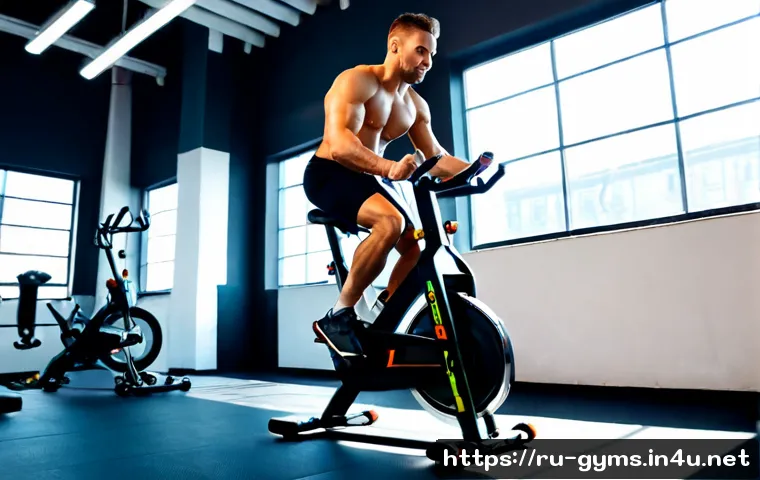 Home 15 고강도 인터벌 트레이닝 HIIT 기구 - Photorealistic modern fitness studio in Moscow, athletic adult man performing high-intensity interva...