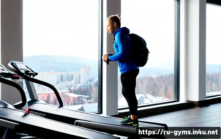 Home 15 하이킹 훈련용 계단 오르기 기구 - Photorealistic modern fitness studio in a Moscow-style apartment building gym, athletic adult wearin...